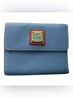 Dooney & Bourke Periwinkle Pebbled Leather Small Flap Credit Card Wallet
